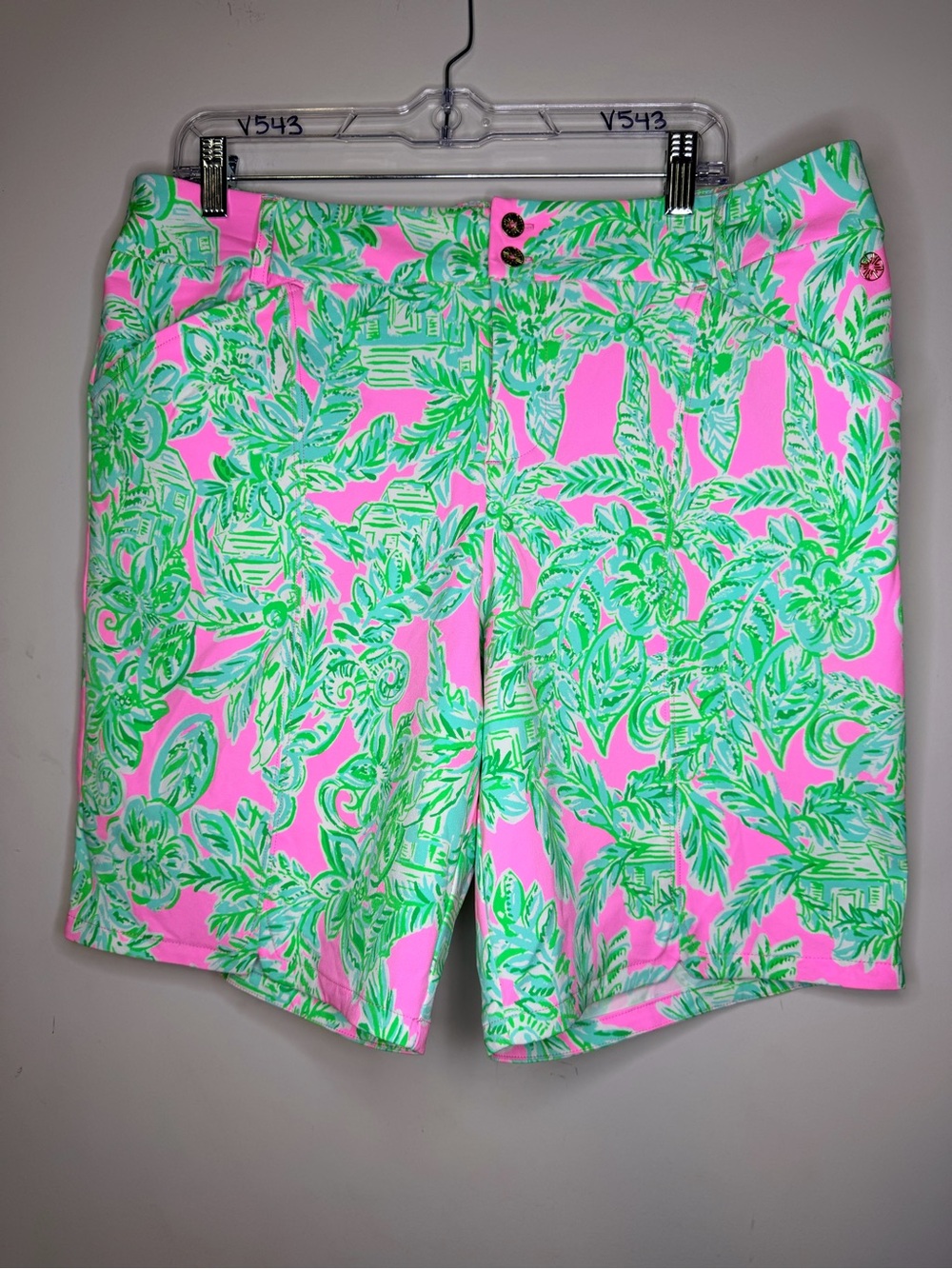 Lilly Pulitzer Bettina UPF 50 Womens 16 Pink sand Paradise Luxletic Shorts